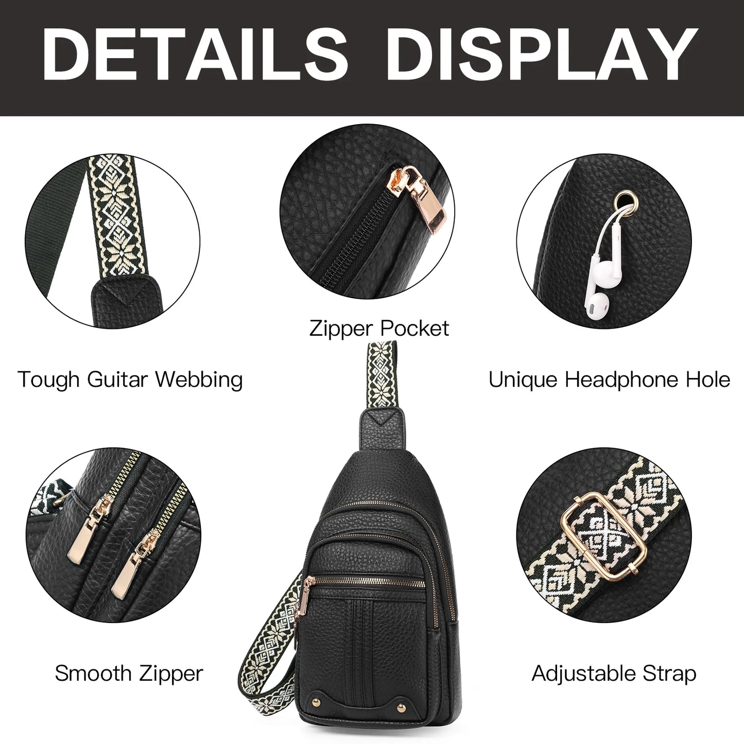 Crossbody Sling Bag for Women, Travel Leather Crossbody Bags Fanny Packs for Women Small Crossbody Purse Chest Bag