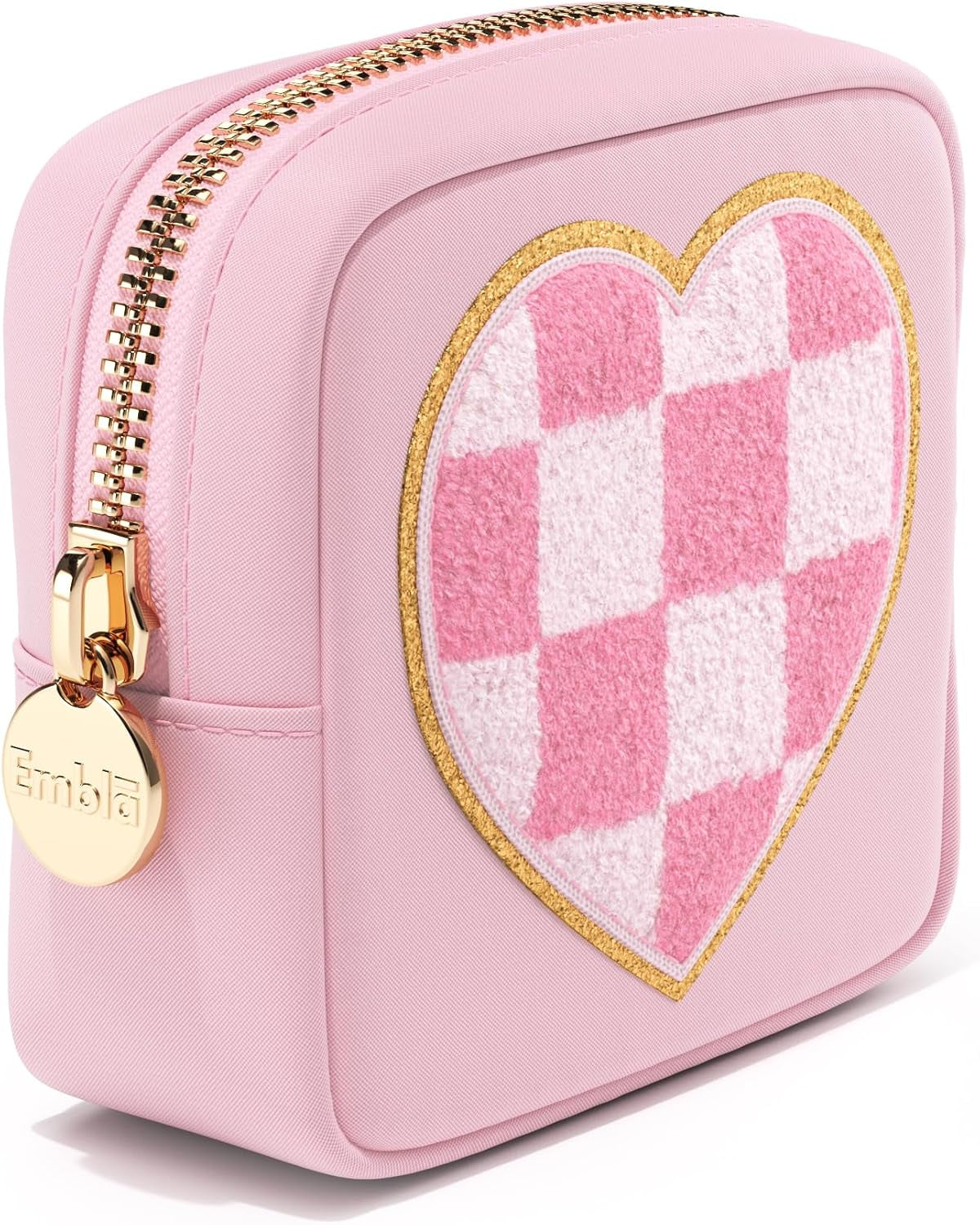 Makeup Bag Travel Cosmetics Pouch and Toiletry Bag, Nylon Zipper Pouch Purse, Cute Make up Organizer Storage Tote for Women Girls, Waterproof Travel Skincare Case, Small Makeup Bags, Ballet Pink