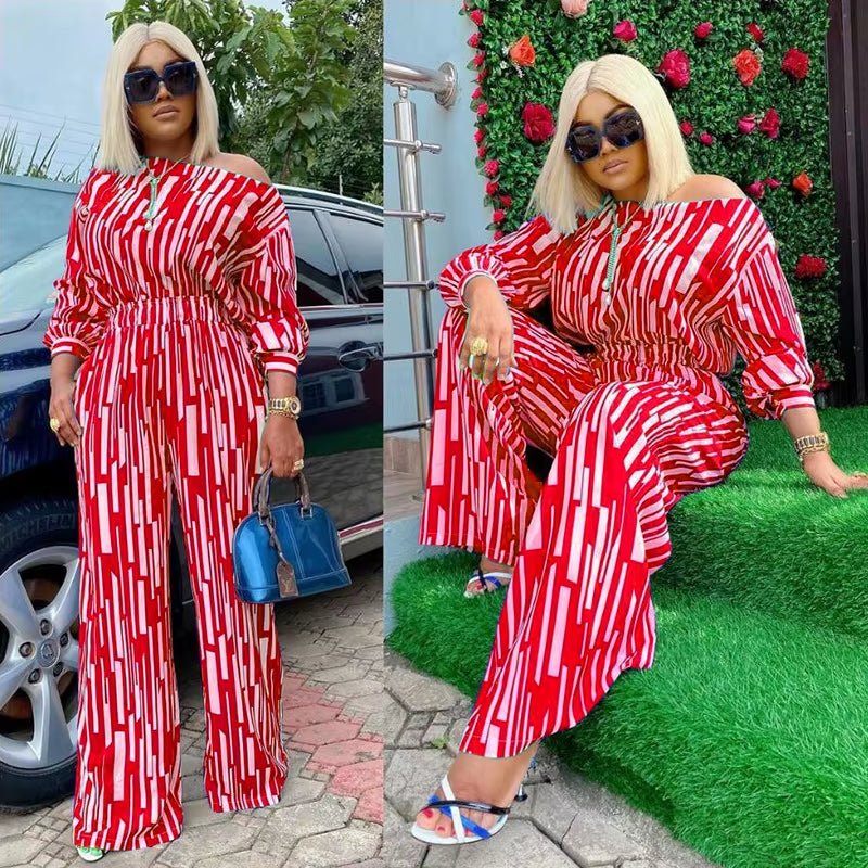 Plus Size Women Clothing Two Piece Set Long Sleeve Striped Tops and Pants Sets Loose Casual Sweat Suits Wholesale Dropshipping