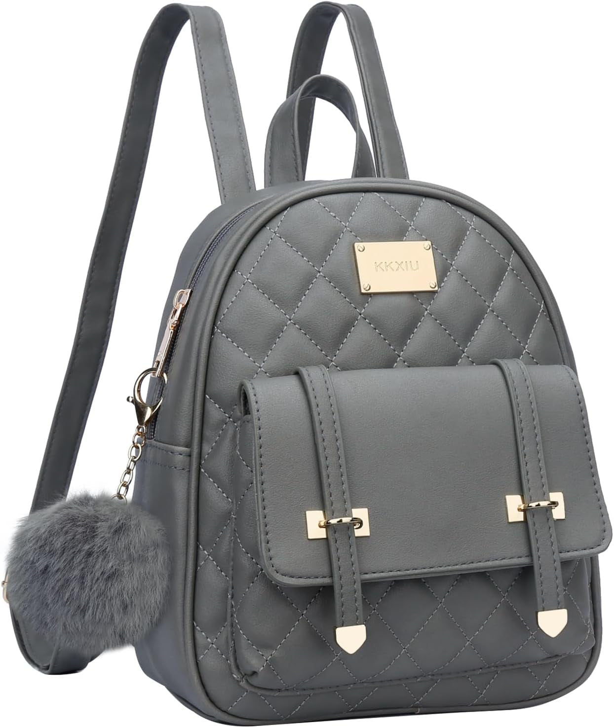 Girls Small Backpack Purse Vegan Leather Quilted Mini Daypack for Women Trendy Bookbag (Black)