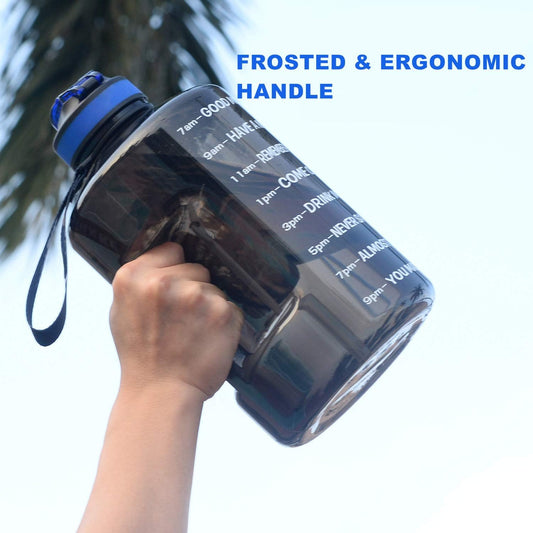 1 Gallon Motivational Sports Water Bottle with Time Marker, BPA Free 128Oz Leak Proof Jug, Black, Plastic, 128 Ounces, Fitness, Sports, Outdoor Activities