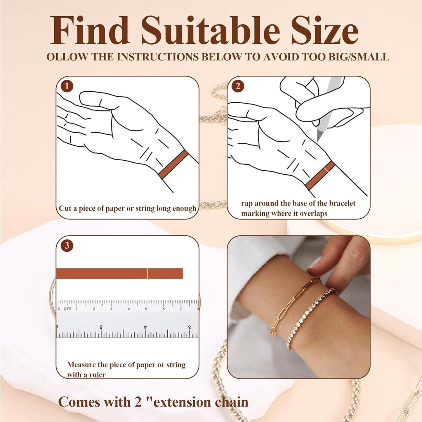 Dainty Gold Bracelets for Women - Trendy 14K Gold Bracelet Stack Set Non Tarnish