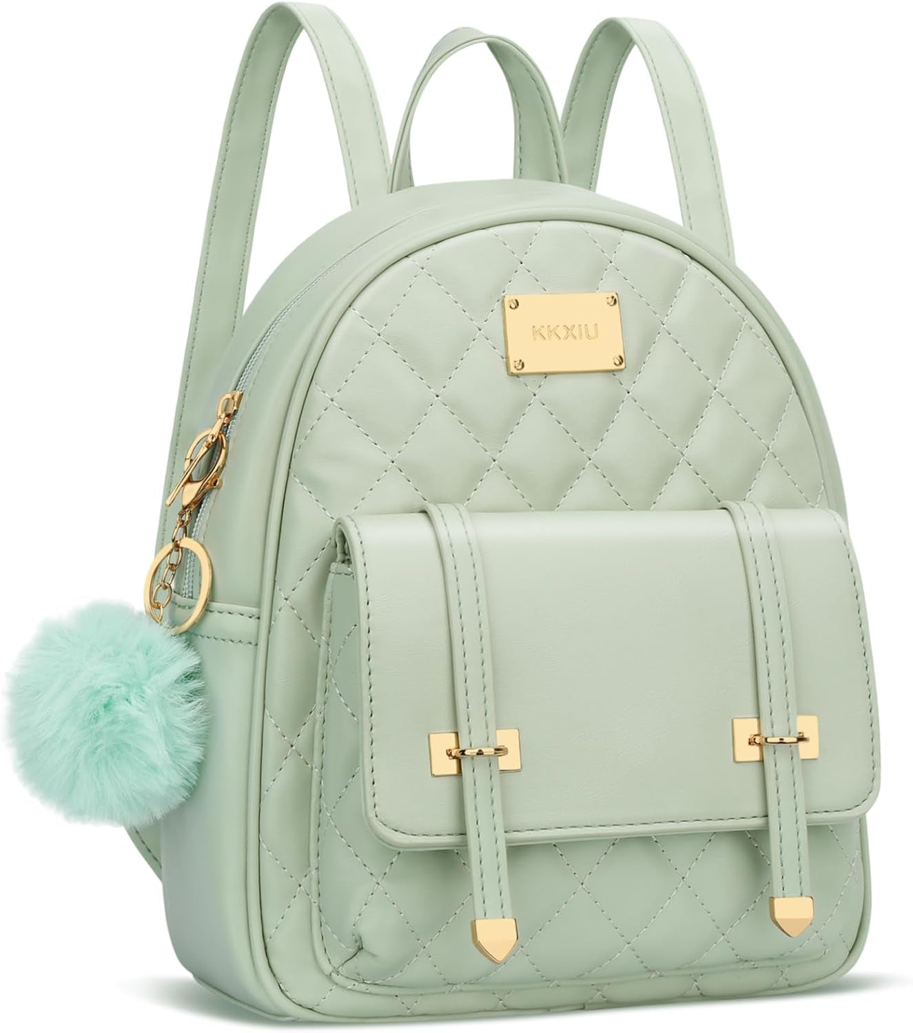 Girls Small Backpack Purse Vegan Leather Quilted Mini Daypack for Women Trendy Bookbag (Black)