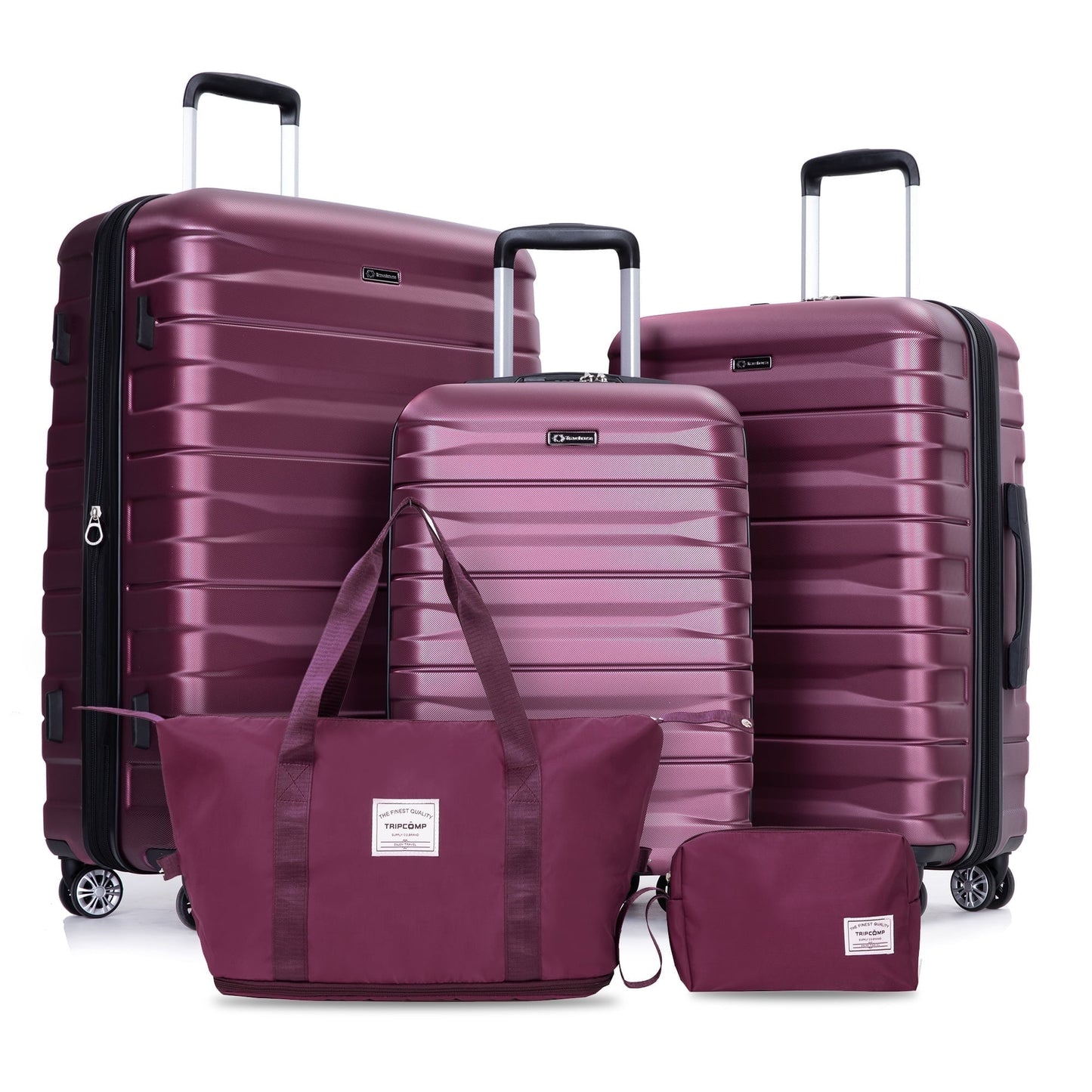 Luggage Sets 5 Piece Duffel Bag,Hardside Travel Luggage (20/24/28) with TSA Lock,Expandable Suitcase with Spinner Wheels.(Wine Red)