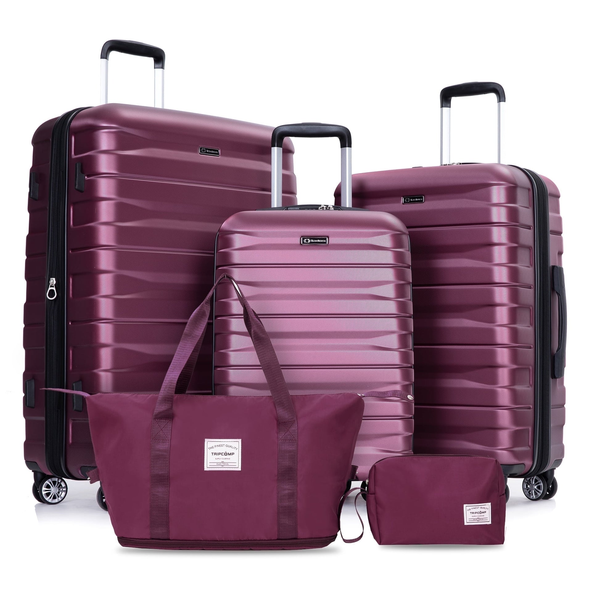 Luggage Sets 5 Piece Duffel Bag,Hardside Travel Luggage (20/24/28) with TSA Lock,Expandable Suitcase with Spinner Wheels.(Wine Red)