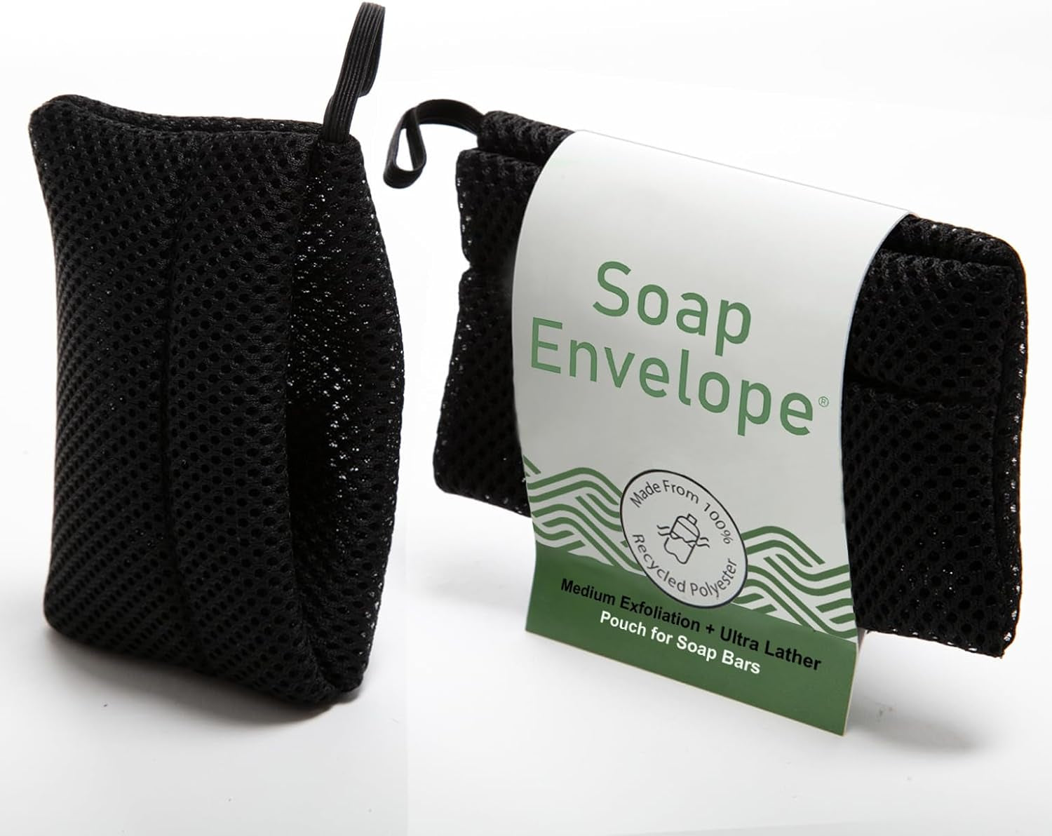 100% Recycled Soap Bag, Soap Saver Pouch for Bar Soap, Loofah Bath Scrubber for Bar Soap + Medium Exfoliator, Mesh Soap Bag, Soap Sock, Soap Pouch - 1 Pack