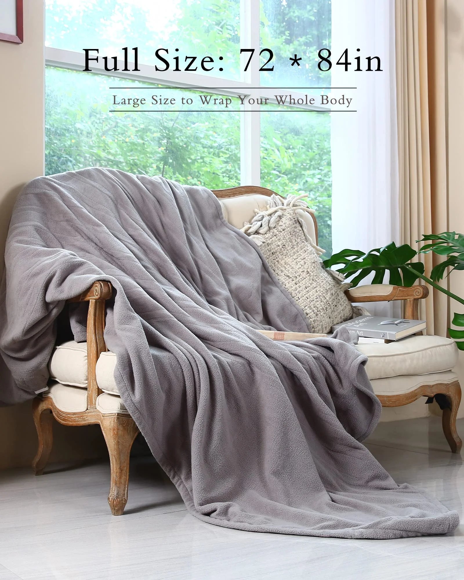 Electric Heated Blanket 72"X84" Full Size Warm for Whole Body, 4 Heating Levels and 10 Hours Auto-Off Overheating Protection - Grey