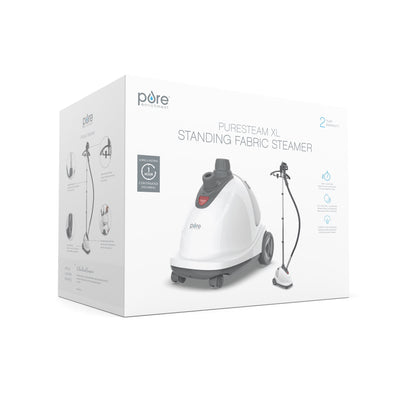 Puresteam XL Standing Steamer with Garment Hanger - Heats in 45 Seconds with 0.5-Gallon Water Tank for 1 Hour Continuous Steaming - Includes Fabric Brush and Easy-Roll Wheels