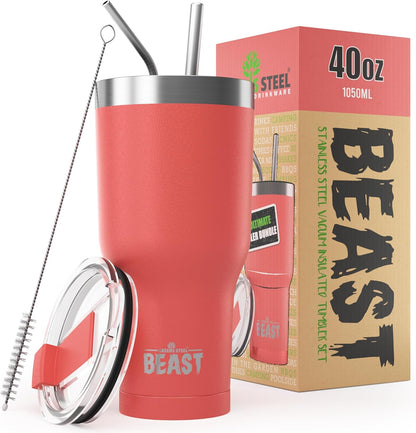Beast 30 Oz Tumbler Stainless Steel Vacuum Insulated Coffee Ice Cup Double Wall Travel Flask (Blossom Pink)