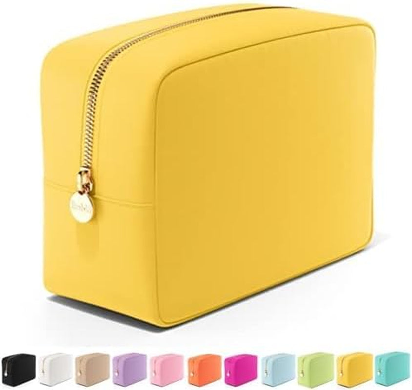 Makeup Bag Travel Cosmetics Pouch and Toiletry Bag, Nylon Zipper Pouch Purse, Cute Make up Organizer Storage Tote for Women Girls, Waterproof Travel Skincare Case, Small Makeup Bags, Ballet Pink