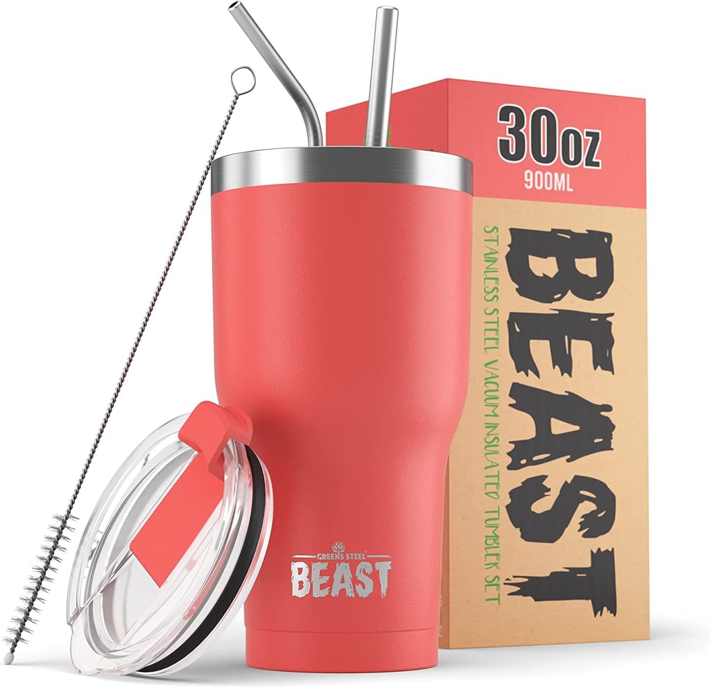 Beast 30 Oz Tumbler Stainless Steel Vacuum Insulated Coffee Ice Cup Double Wall Travel Flask (Blossom Pink)