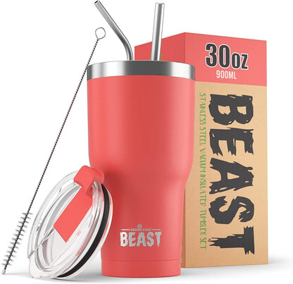 Beast 30 Oz Tumbler Stainless Steel Vacuum Insulated Coffee Ice Cup Double Wall Travel Flask (Blossom Pink)