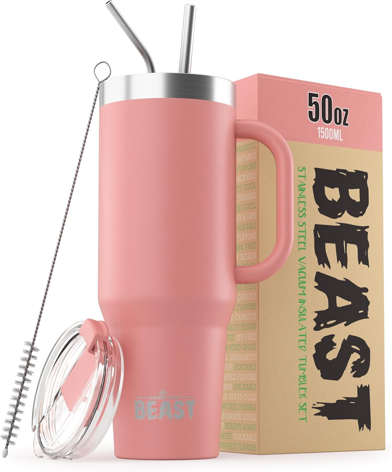 Beast 30 Oz Tumbler Stainless Steel Vacuum Insulated Coffee Ice Cup Double Wall Travel Flask (Blossom Pink)