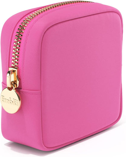 Makeup Bag Travel Cosmetics Pouch and Toiletry Bag, Nylon Zipper Pouch Purse, Cute Make up Organizer Storage Tote for Women Girls, Waterproof Travel Skincare Case, Small Makeup Bags, Ballet Pink