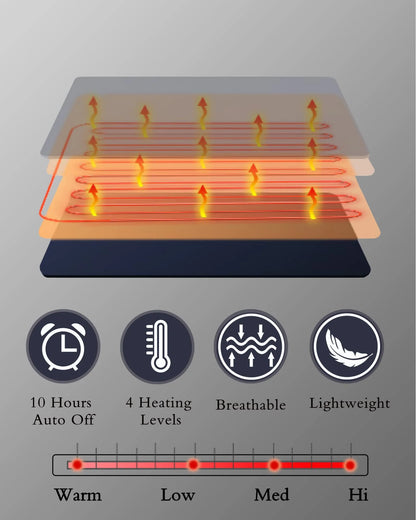 Electric Heated Blanket 72"X84" Full Size Warm for Whole Body, 4 Heating Levels and 10 Hours Auto-Off Overheating Protection - Grey