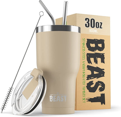 Beast 30 Oz Tumbler Stainless Steel Vacuum Insulated Coffee Ice Cup Double Wall Travel Flask (Blossom Pink)
