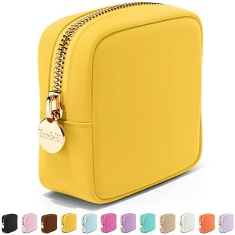 Makeup Bag Travel Cosmetics Pouch and Toiletry Bag, Nylon Zipper Pouch Purse, Cute Make up Organizer Storage Tote for Women Girls, Waterproof Travel Skincare Case, Small Makeup Bags, Ballet Pink