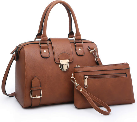 Women Barrel Handbags Fashion Satchel Bags Top Handle Shoulder Purses Vegan Leather Work Tote