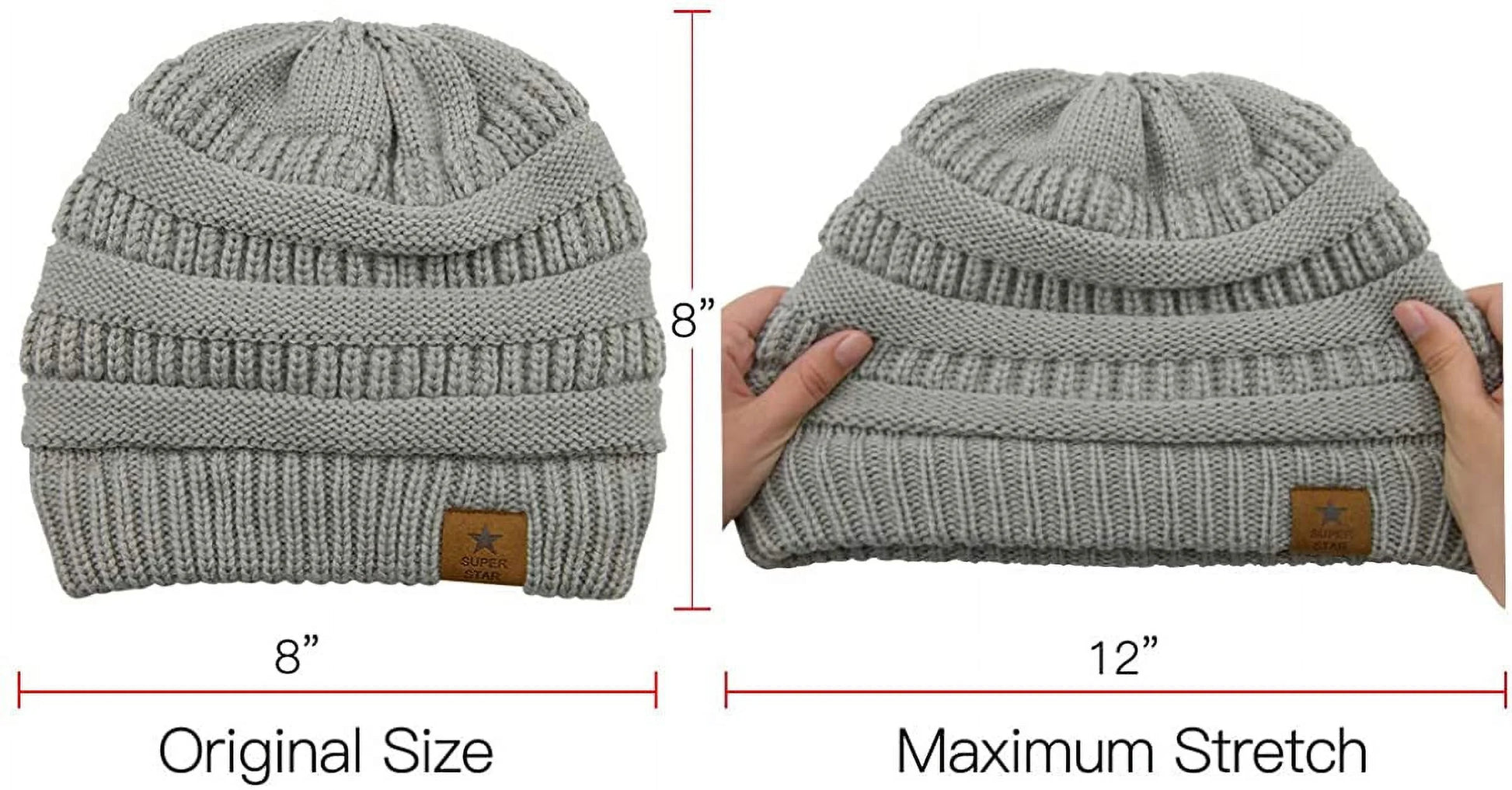 Womens Knit Beanie Hat for Men Winter Thick Fleece Lined Beanie Hats for Women Men Unisex Warm Skiing Beanies Black & Burgundy & Light Grey & White 4 Packs