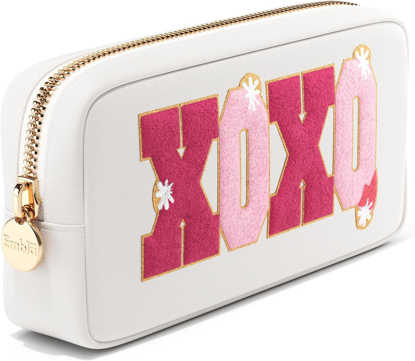 Makeup Bag Travel Cosmetics Pouch and Toiletry Bag, Nylon Zipper Pouch Purse, Cute Make up Organizer Storage Tote for Women Girls, Waterproof Travel Skincare Case, Small Makeup Bags, Ballet Pink