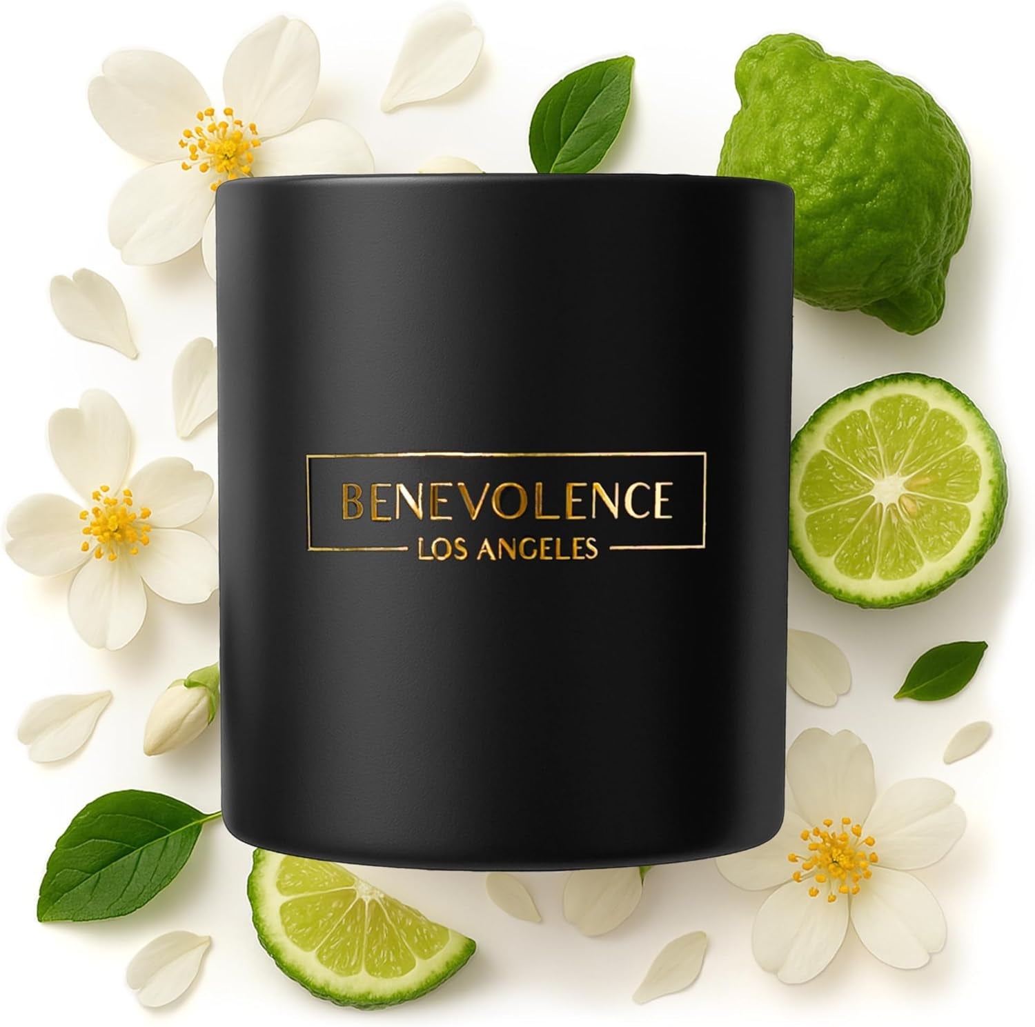 Bergamot & Jasmine Scented Candle | Soy Candles, Black Candle for Home | Gifts for Women and Men | Home Fragrance | Aromatherapy | 8Oz, 45 Hour Burn - Jasmine