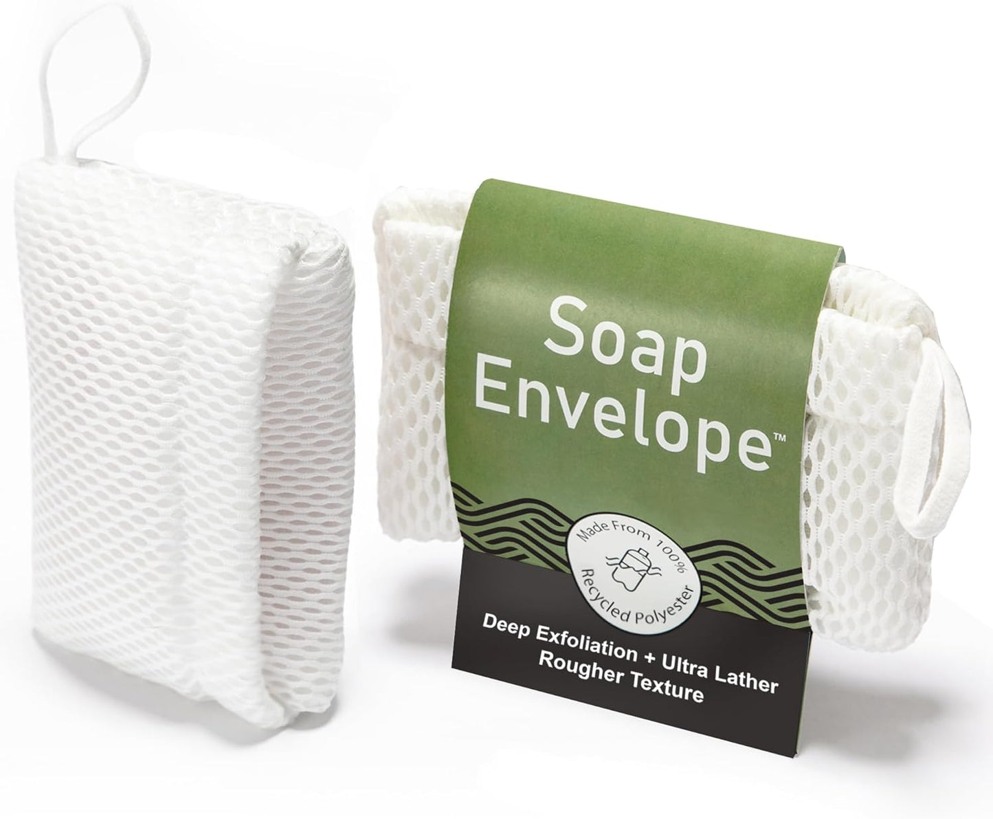 100% Recycled Soap Bag, Soap Saver Pouch for Bar Soap, Loofah Bath Scrubber for Bar Soap + Medium Exfoliator, Mesh Soap Bag, Soap Sock, Soap Pouch - 1 Pack