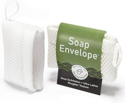 100% Recycled Soap Bag, Soap Saver Pouch for Bar Soap, Loofah Bath Scrubber for Bar Soap + Medium Exfoliator, Mesh Soap Bag, Soap Sock, Soap Pouch - 1 Pack
