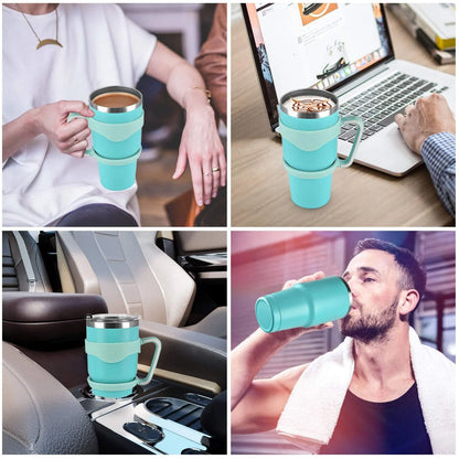 2 Pack 30 Oz Stainless Steel Tumblers with Lids Straws , Double Wall Travel Tumblers , Vacuum Insulated Coffee Cup , Mint