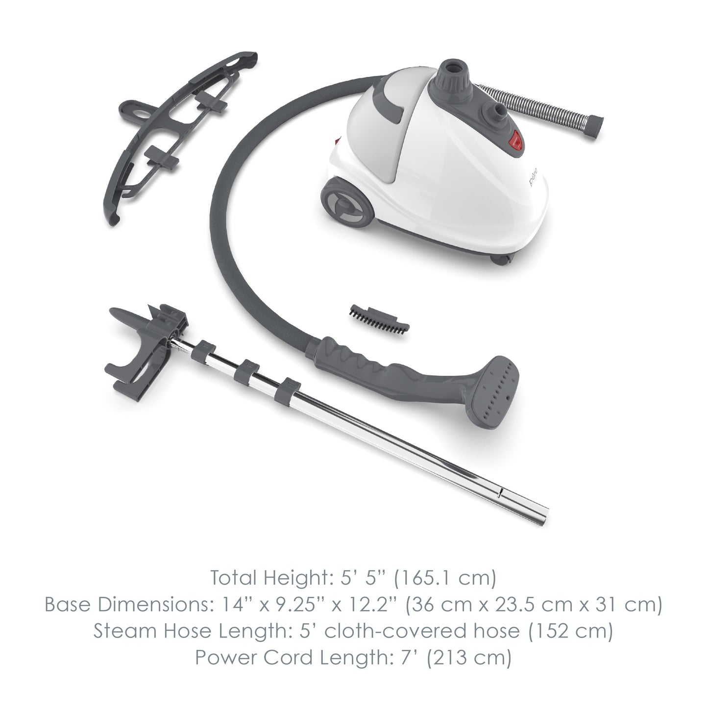 Puresteam XL Standing Steamer with Garment Hanger - Heats in 45 Seconds with 0.5-Gallon Water Tank for 1 Hour Continuous Steaming - Includes Fabric Brush and Easy-Roll Wheels
