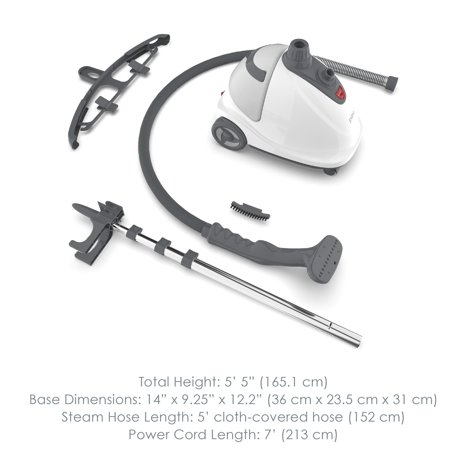Puresteam XL Standing Steamer with Garment Hanger - Heats in 45 Seconds with 0.5-Gallon Water Tank for 1 Hour Continuous Steaming - Includes Fabric Brush and Easy-Roll Wheels
