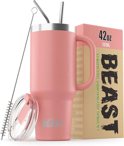 Beast 30 Oz Tumbler Stainless Steel Vacuum Insulated Coffee Ice Cup Double Wall Travel Flask (Blossom Pink)