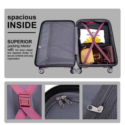 Luggage Sets 5 Piece Duffel Bag,Hardside Travel Luggage (20/24/28) with TSA Lock,Expandable Suitcase with Spinner Wheels.(Wine Red)