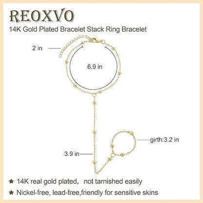 Hand Chain Bracelet Ring Bracelet Hand Chain Dainty 14K Gold Finger Ring Slave B