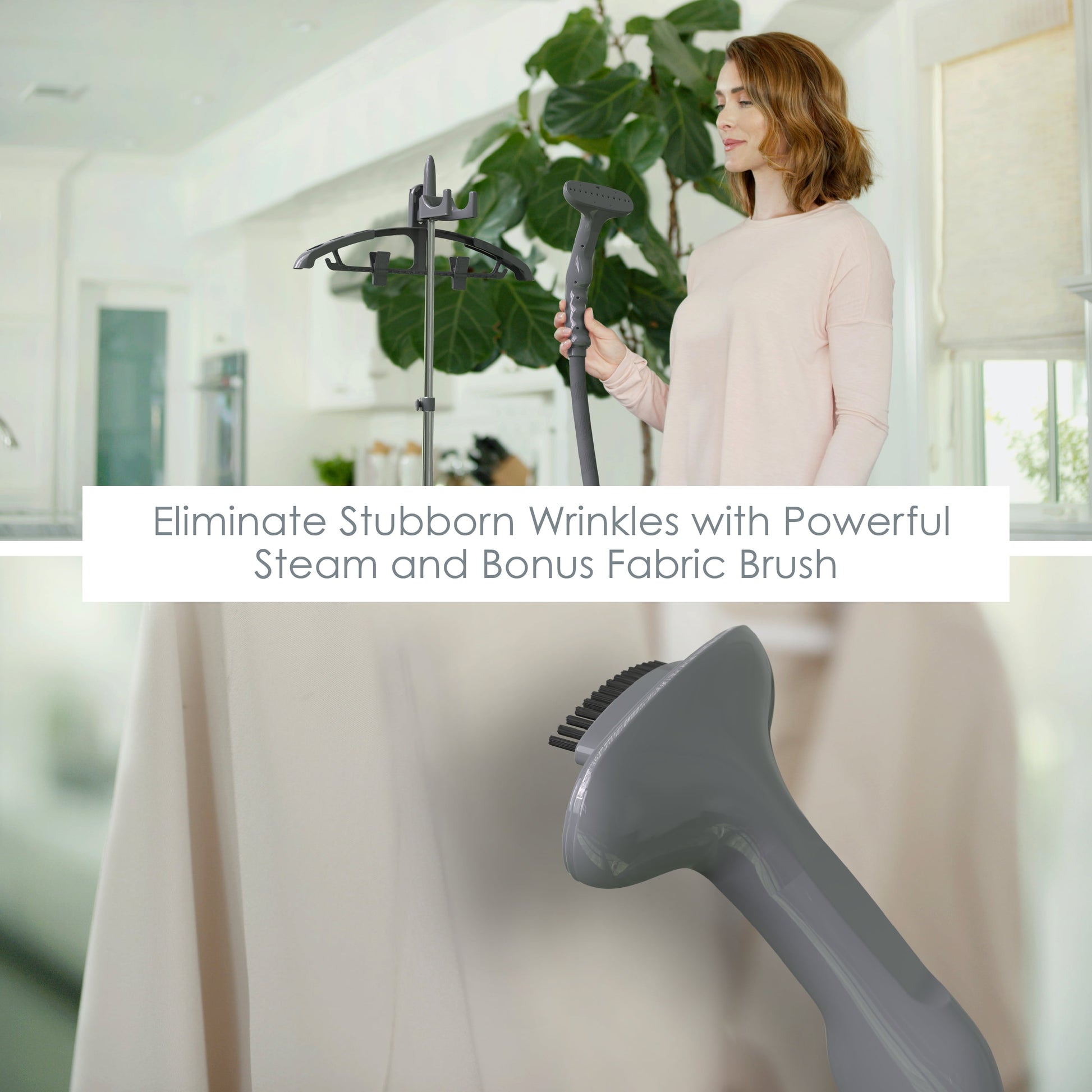 Puresteam XL Standing Steamer with Garment Hanger - Heats in 45 Seconds with 0.5-Gallon Water Tank for 1 Hour Continuous Steaming - Includes Fabric Brush and Easy-Roll Wheels