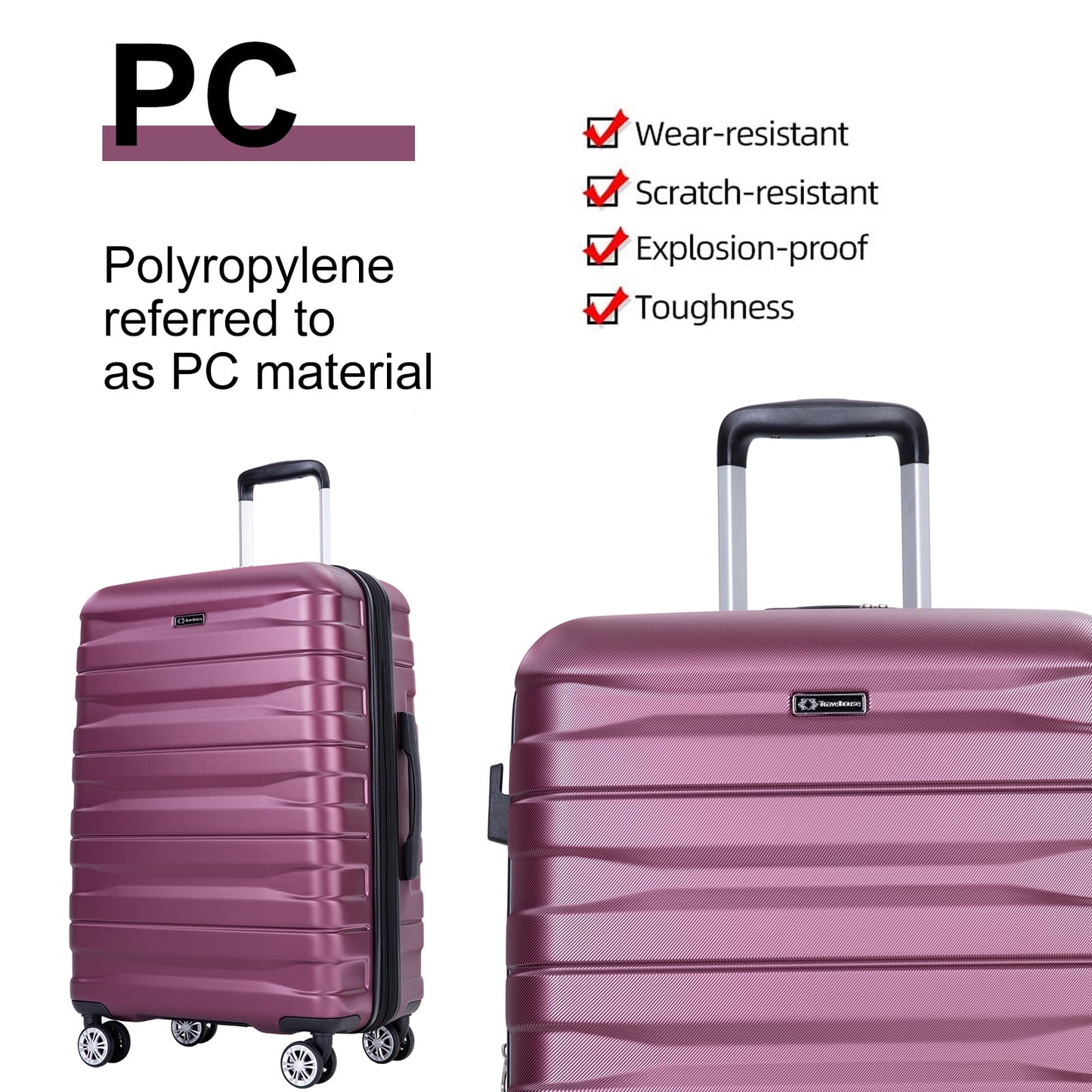 Luggage Sets 5 Piece Duffel Bag,Hardside Travel Luggage (20/24/28) with TSA Lock,Expandable Suitcase with Spinner Wheels.(Wine Red)