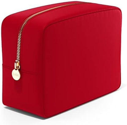 Makeup Bag Travel Cosmetics Pouch and Toiletry Bag, Nylon Zipper Pouch Purse, Cute Make up Organizer Storage Tote for Women Girls, Waterproof Travel Skincare Case, Small Makeup Bags, Ballet Pink