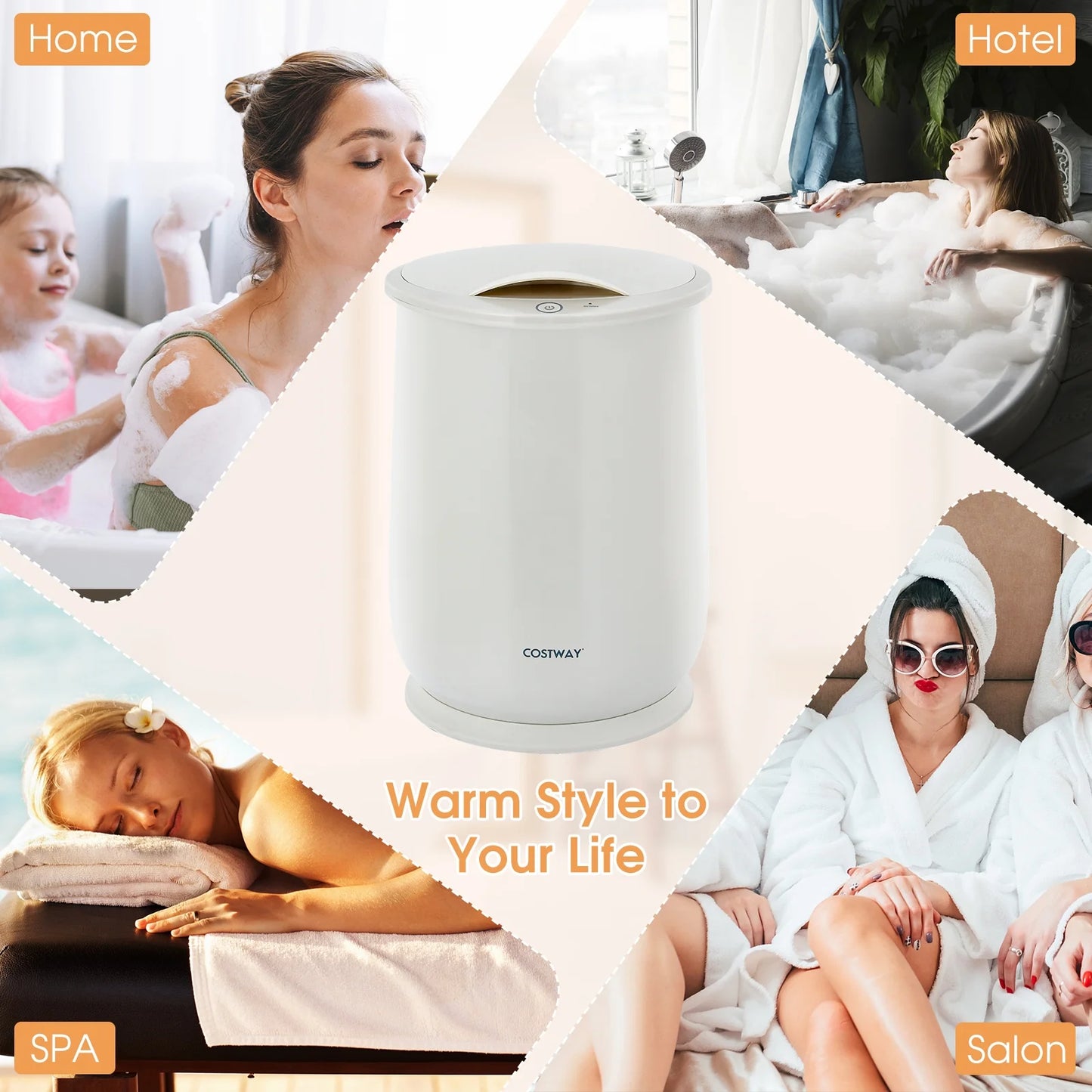 21L Large Capacity Towel Warmer with Flip-Top Lid Auto Shut off Fragrance Holder Grey