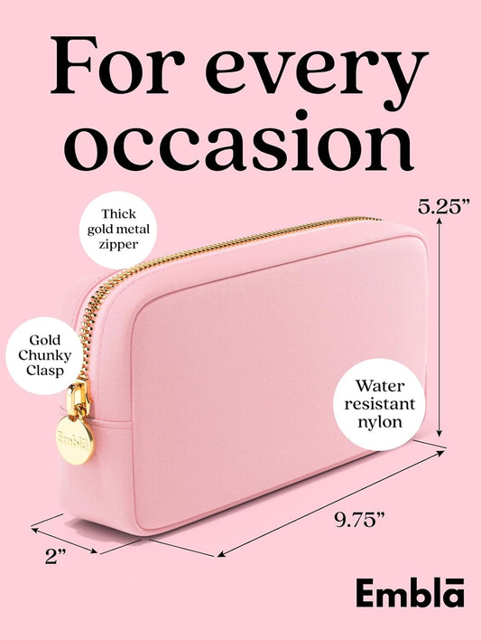 Makeup Bag Travel Cosmetics Pouch and Toiletry Bag, Nylon Zipper Pouch Purse, Cute Make up Organizer Storage Tote for Women Girls, Waterproof Travel Skincare Case, Small Makeup Bags, Ballet Pink