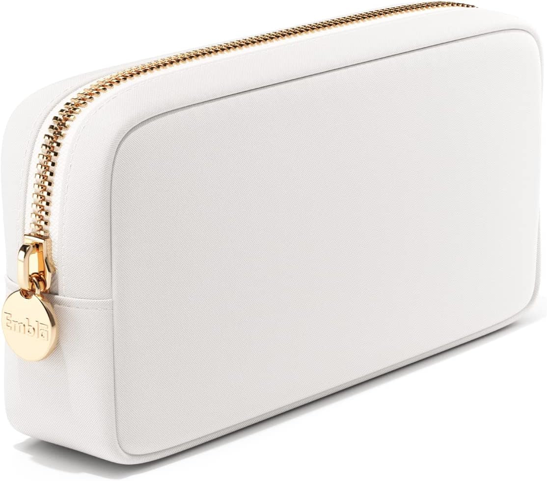 Makeup Bag Travel Cosmetics Pouch and Toiletry Bag, Nylon Zipper Pouch Purse, Cute Make up Organizer Storage Tote for Women Girls, Waterproof Travel Skincare Case, Small Makeup Bags, Ballet Pink