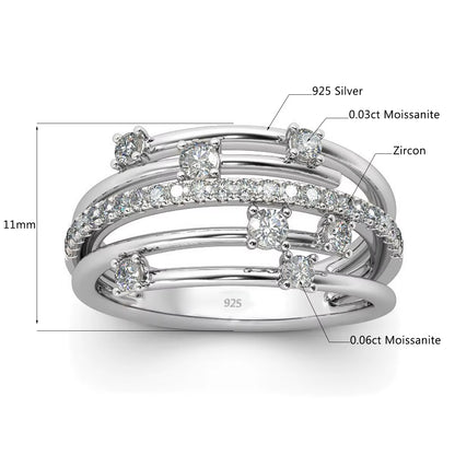 Brand Trendy Moissanite Ring Eternity Wedding Band Solid 925 Silver Rings for Women Jewelry Engagement Gift Dropship
