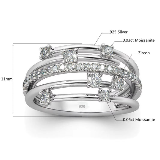 Brand Trendy Moissanite Ring Eternity Wedding Band Solid 925 Silver Rings for Women Jewelry Engagement Gift Dropship
