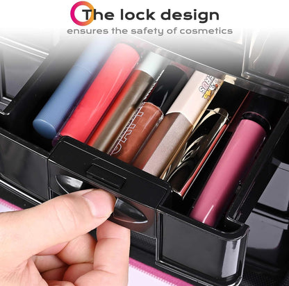 2 In1 Soft Sided Rolling Makeup Case Unseasonable Bright Cosmetic Train Case with Wheels and Removable Organizer, Deep Pink