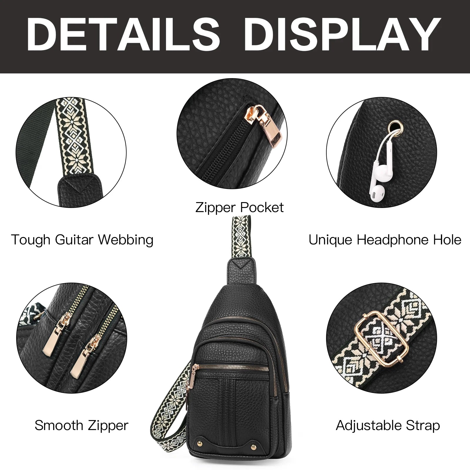 Crossbody Sling Bag for Women, Travel Leather Crossbody Bags Fanny Packs for Women Small Crossbody Purse Chest Bag