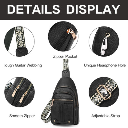 Crossbody Sling Bag for Women, Travel Leather Crossbody Bags Fanny Packs for Women Small Crossbody Purse Chest Bag