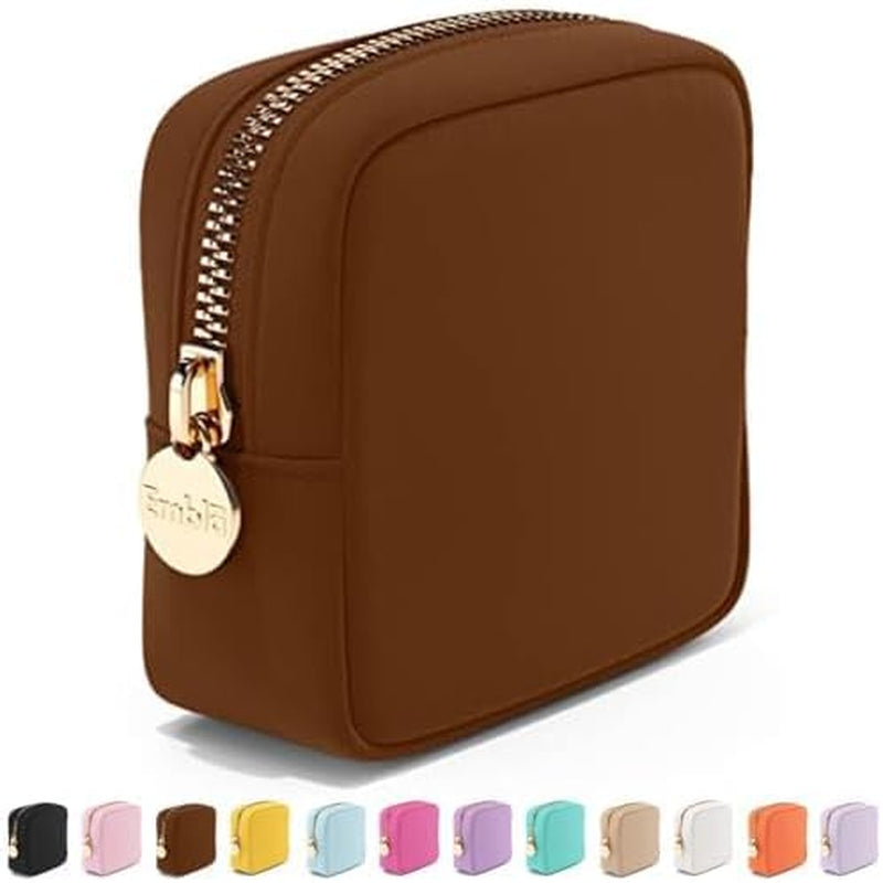 Makeup Bag Travel Cosmetics Pouch and Toiletry Bag, Nylon Zipper Pouch Purse, Cute Make up Organizer Storage Tote for Women Girls, Waterproof Travel Skincare Case, Small Makeup Bags, Ballet Pink