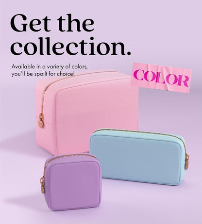 Makeup Bag Travel Cosmetics Pouch and Toiletry Bag, Nylon Zipper Pouch Purse, Cute Make up Organizer Storage Tote for Women Girls, Waterproof Travel Skincare Case, Small Makeup Bags, Ballet Pink