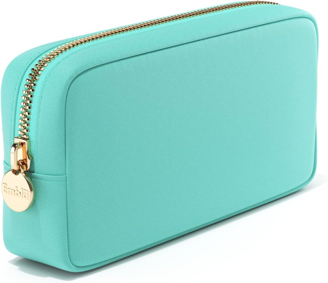 Makeup Bag Travel Cosmetics Pouch and Toiletry Bag, Nylon Zipper Pouch Purse, Cute Make up Organizer Storage Tote for Women Girls, Waterproof Travel Skincare Case, Small Makeup Bags, Ballet Pink