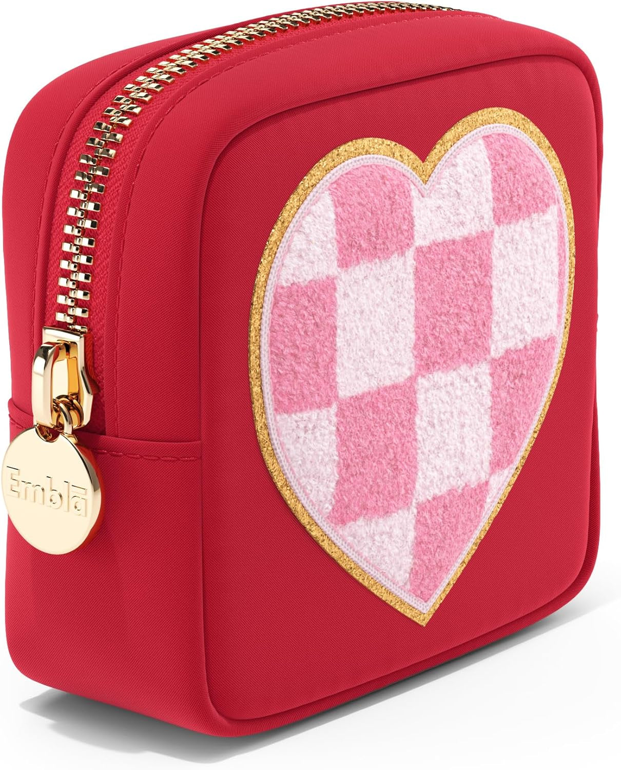 Makeup Bag Travel Cosmetics Pouch and Toiletry Bag, Nylon Zipper Pouch Purse, Cute Make up Organizer Storage Tote for Women Girls, Waterproof Travel Skincare Case, Small Makeup Bags, Ballet Pink