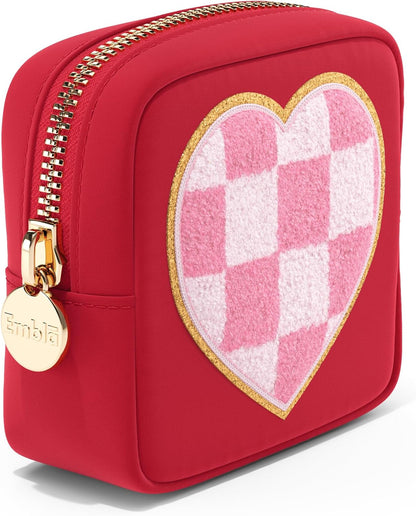 Makeup Bag Travel Cosmetics Pouch and Toiletry Bag, Nylon Zipper Pouch Purse, Cute Make up Organizer Storage Tote for Women Girls, Waterproof Travel Skincare Case, Small Makeup Bags, Ballet Pink