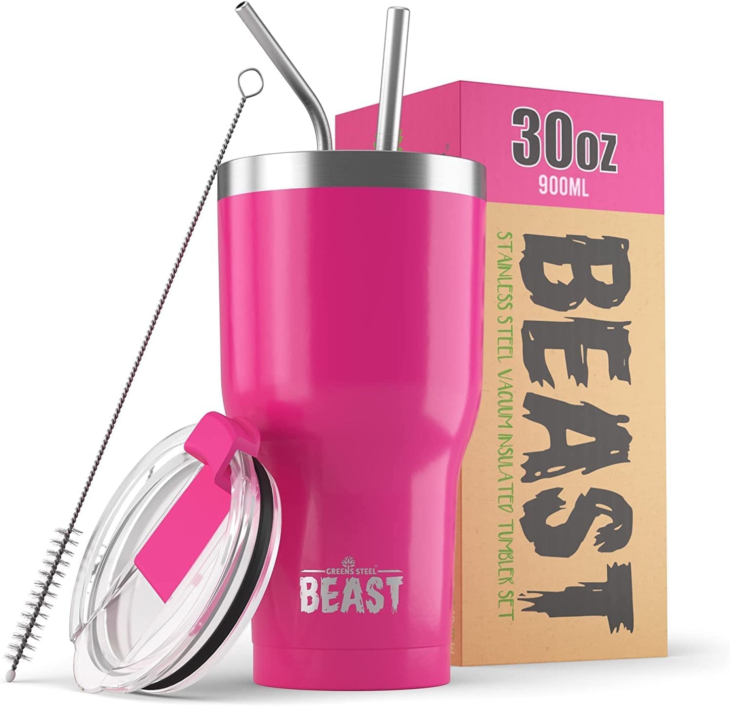 Beast 30 Oz Tumbler Stainless Steel Vacuum Insulated Coffee Ice Cup Double Wall Travel Flask (Blossom Pink)